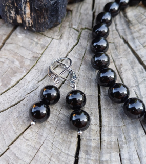 Černý turmalín náušnice