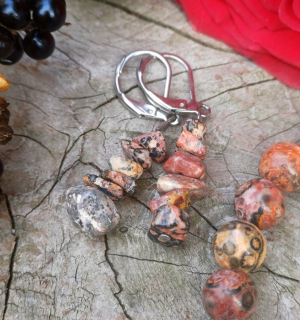 Jaspis leopardí náušnice