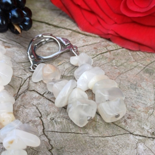 Měsíční kámen šedý náušnice