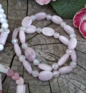 Kunzit, achát aura náramek