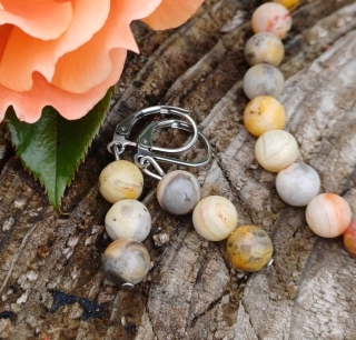 Achát krajkový náušnice