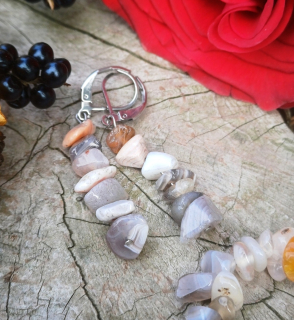 Achát Botswana náušnice