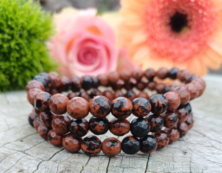 Obsidián mahagonový náramek