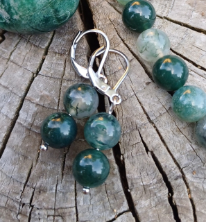 Mechový achát náušnice