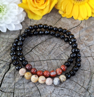 Párové náramky onyx, jaspis, achát