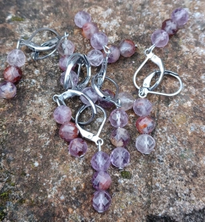 Ametyst fantom náušnice