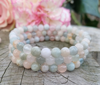 Morganit, akvamarín náramek 