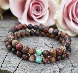 Jaspis picasso náramek s variscitem