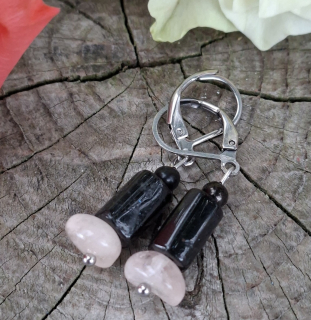 Turmalín, morganit náušnice